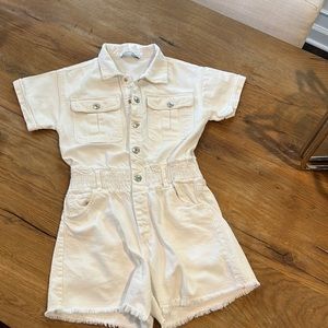 Zara white denim romper